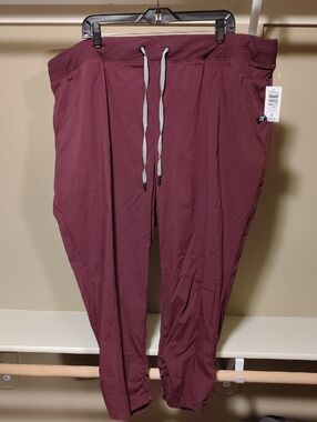 torrid Maroon Track Joggers with Contrast Drawstring
